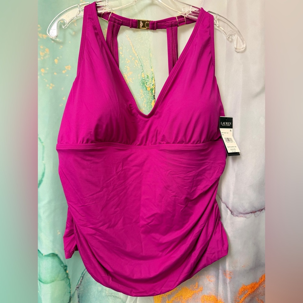 NWT- Lauren Ralph Lauren Magenta‎ Bikini Top Sz: 18W